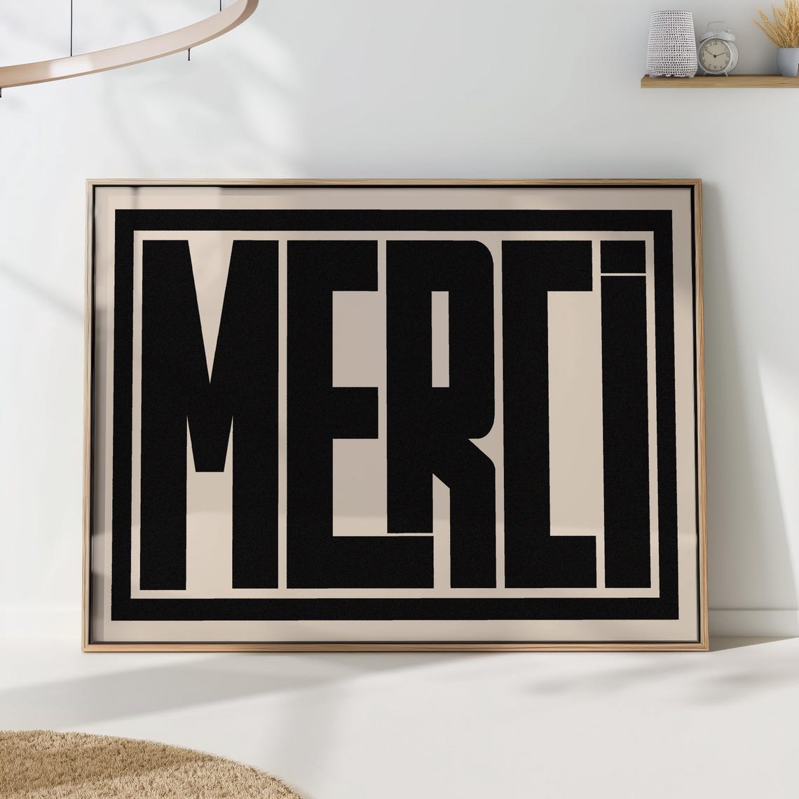 Merci Bold Black French Thank You Typography Statement Poster
