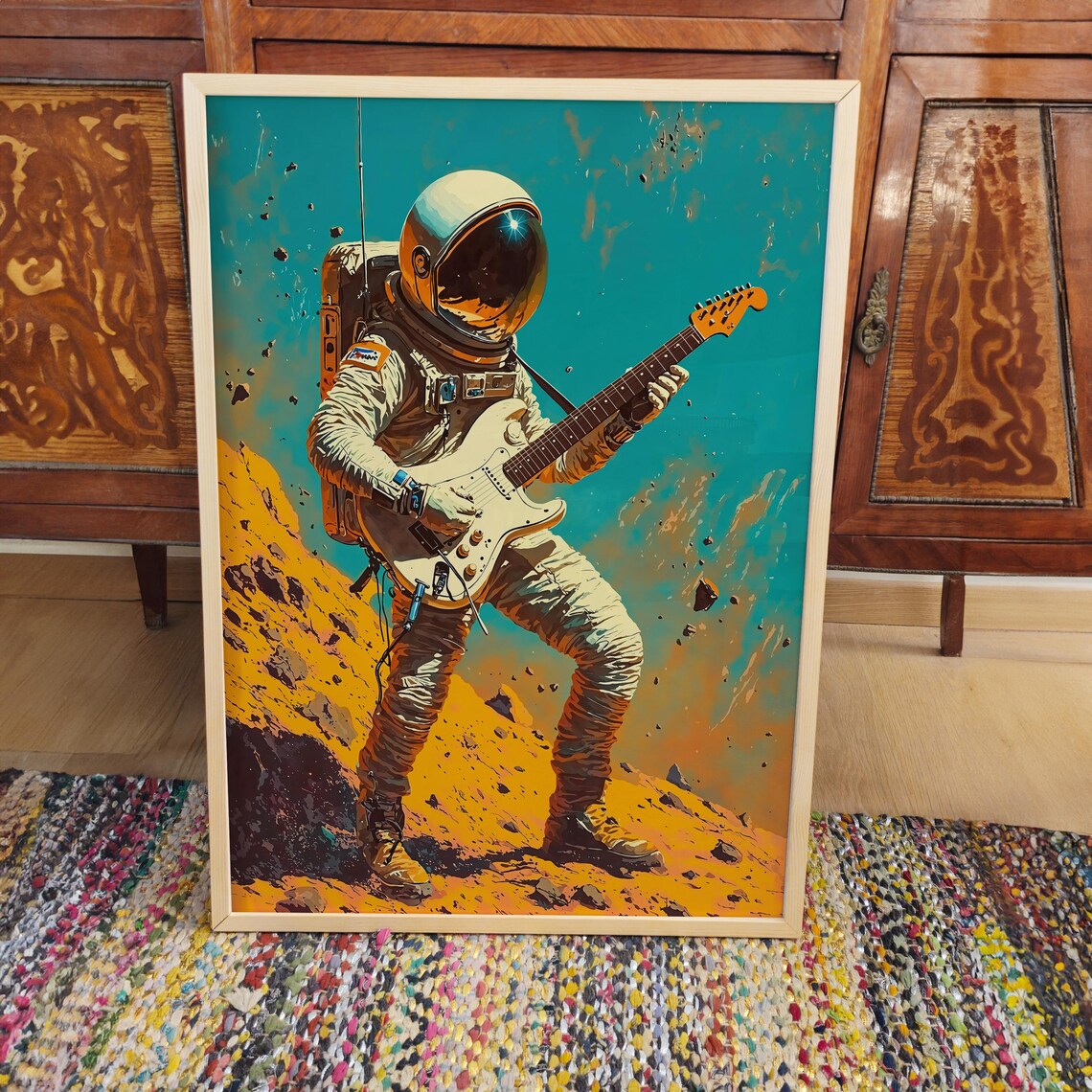 Astronaut Guitar Retro Space Music Poster - Image 3
