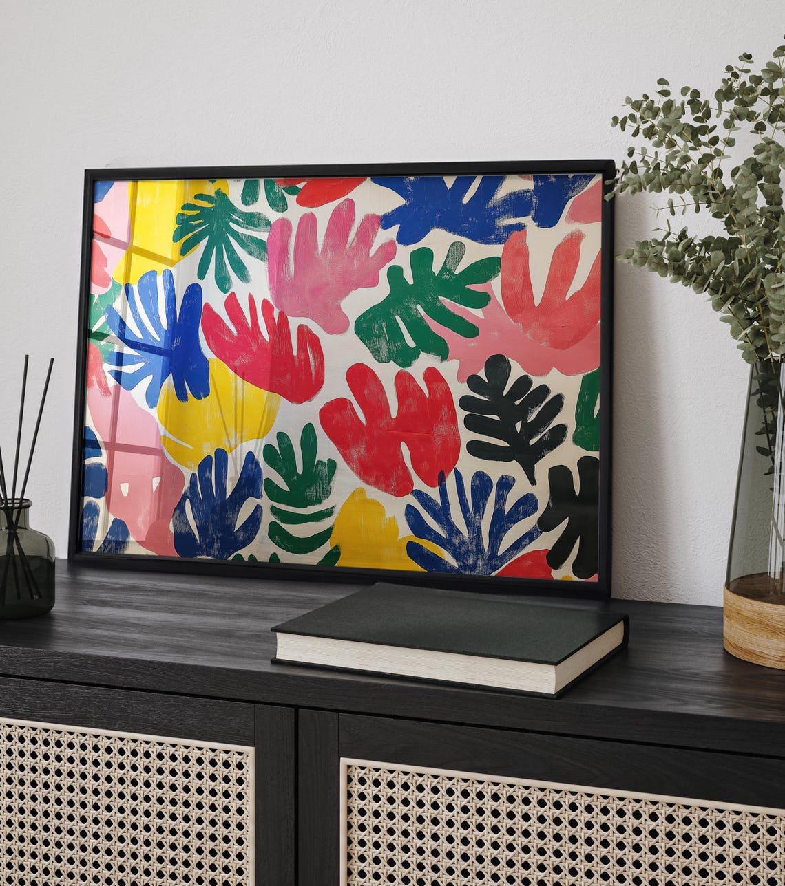 Colorful Organic Leaf Shapes Modern Abstract Botanical Wall Poster - Image 2
