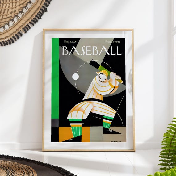 Vintage Baseball Magazine Cover Poster Mid Century Sports Wall Art For Game Lovers