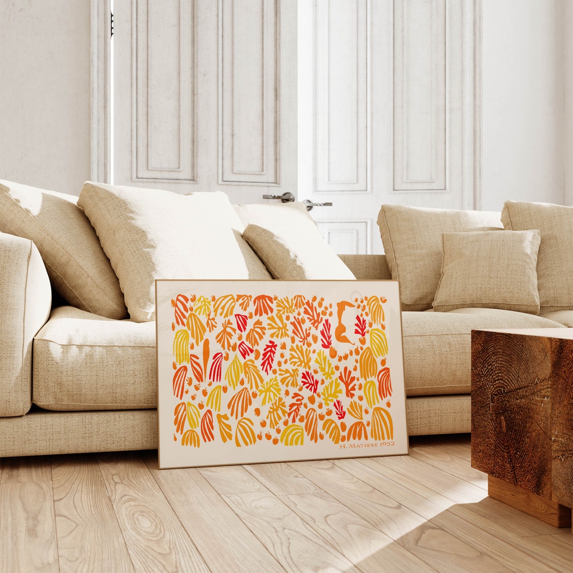 Henri Matisse Print Orange Mid Century Modern Wall Art Abstract Floral Poster Nautical Decor - Image 3