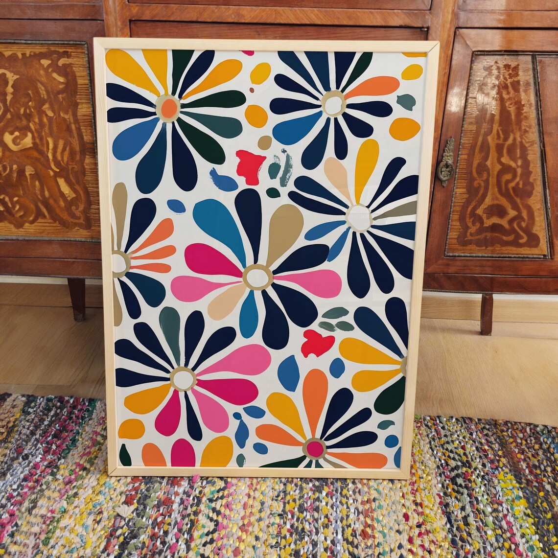 Mid Century Daisies, Bold Floral Pattern Art Print - Image 3