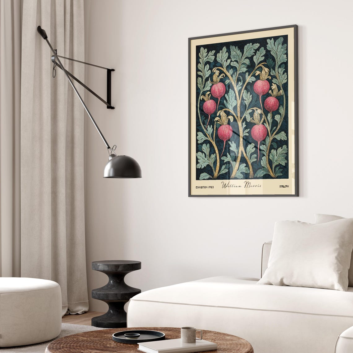 William Morris Style Radish Botanical 1953 Vintage Kitchen Art Poster - Image 2