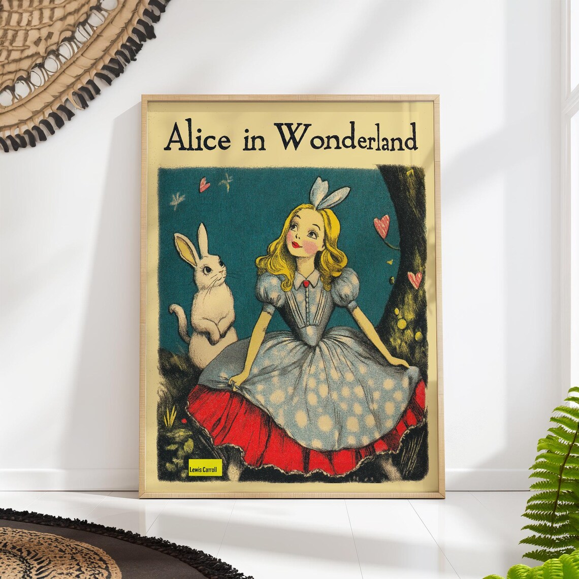 Alice In Wonderland Vintage Book Cover White Rabbit Art Poster