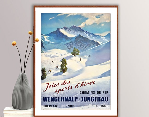 Wengernalp Jungfrau Oberland Bernois Suisse Vintage Travel Poster Poster Print Or Print Gift Idea