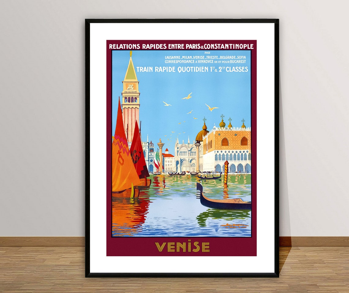 Venise Paris Constantinople Train Rapide Vintage Railway Poster Art - Image 2