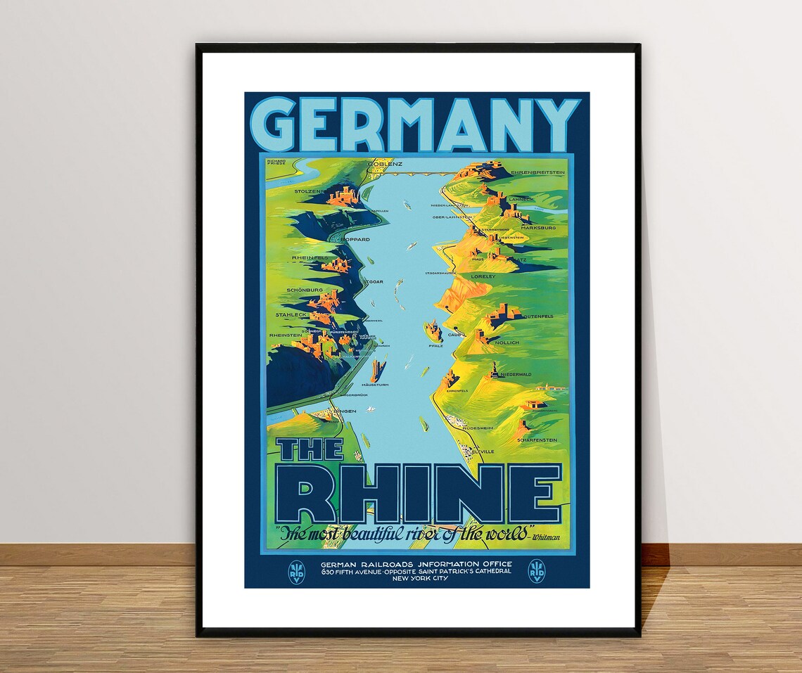 Rhine River Vintage Travel Poster, Germany - Image 2