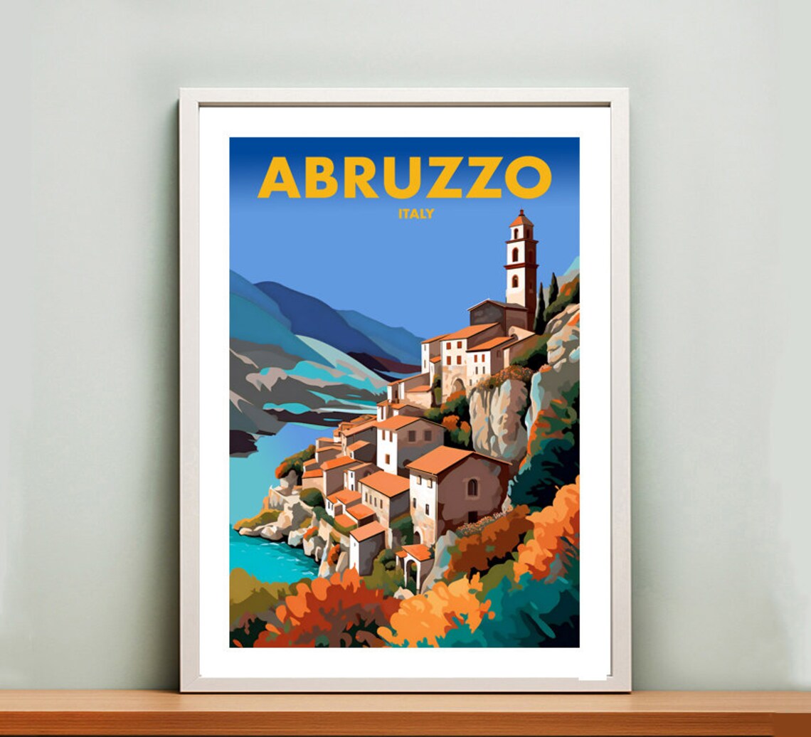 Abruzzo Italy Travel Poster, Europe Wall Decor