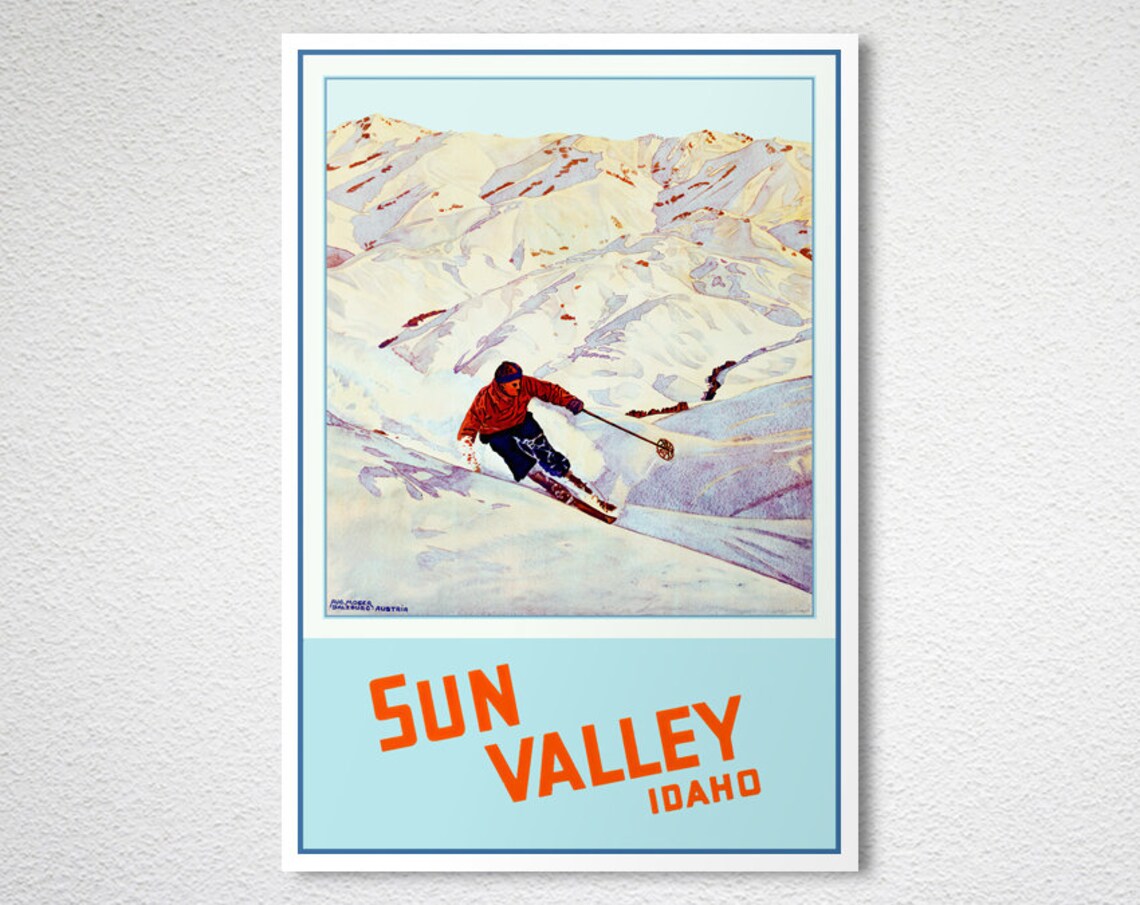 Sun Valley Idaho Vintage Skiing Travel Poster - Image 2