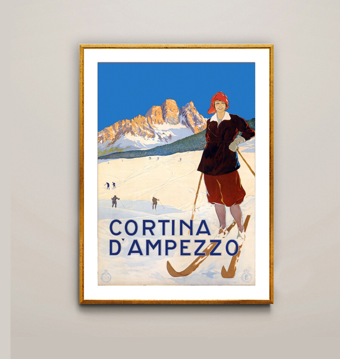 Cortina D'Ampezzo Italy Vintage Ski Travel Poster - Image 2