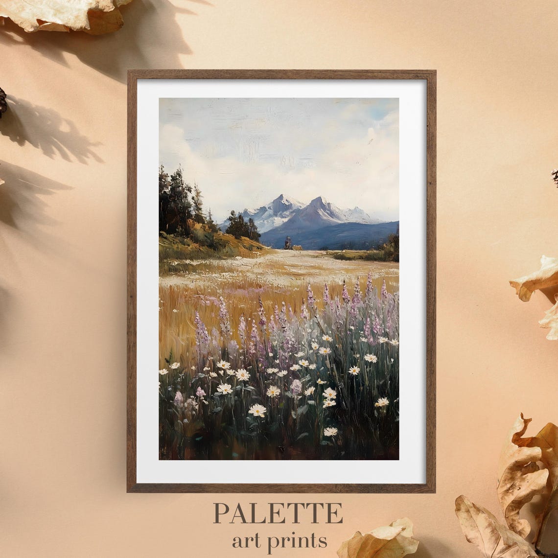 Alpine Meadow Lupine Wildflower Snowy Mountain Landscape Print - Image 3