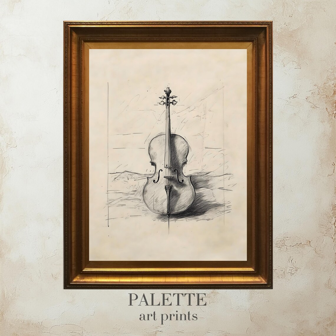 Cello Pencil Sketch Classical Music Instrument Minimalist Drawing Poster