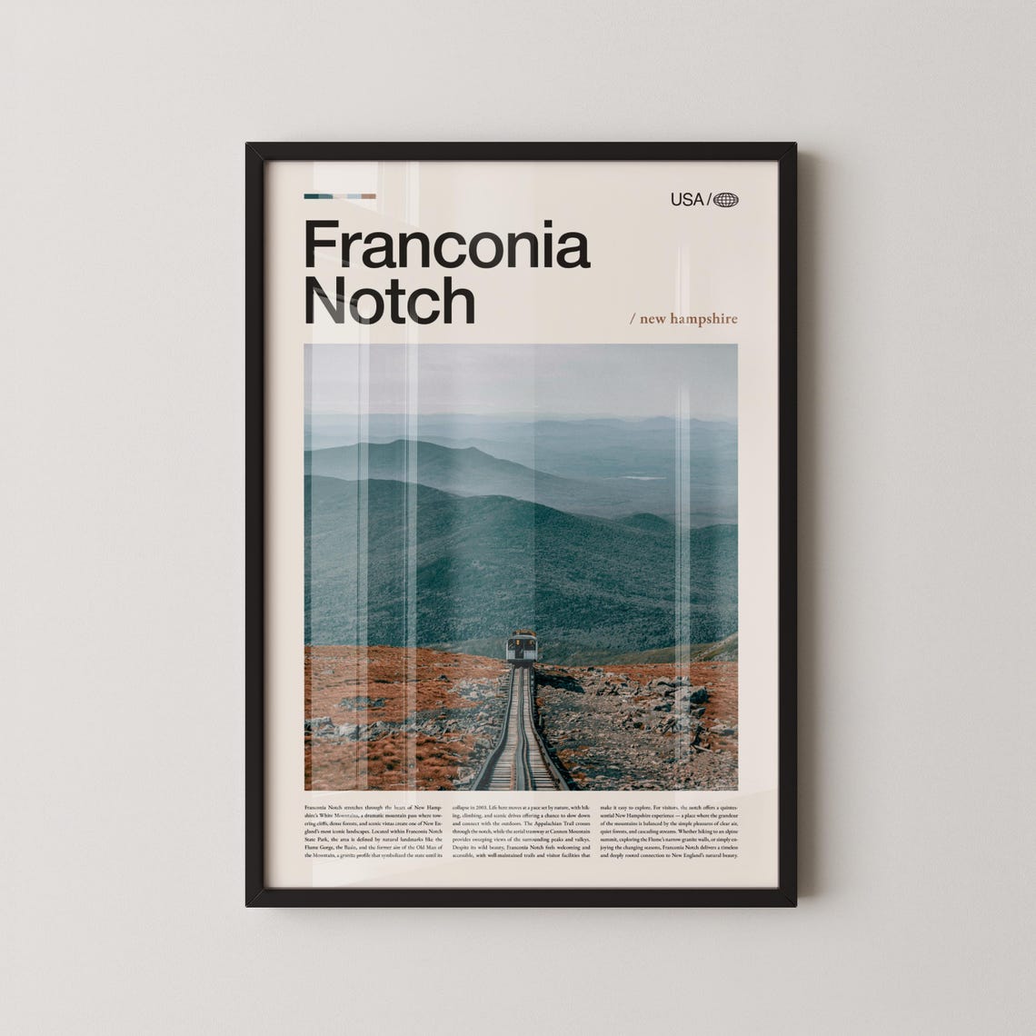 Franconia Notch New Hampshire Mountain Vista Railway Travel Poster