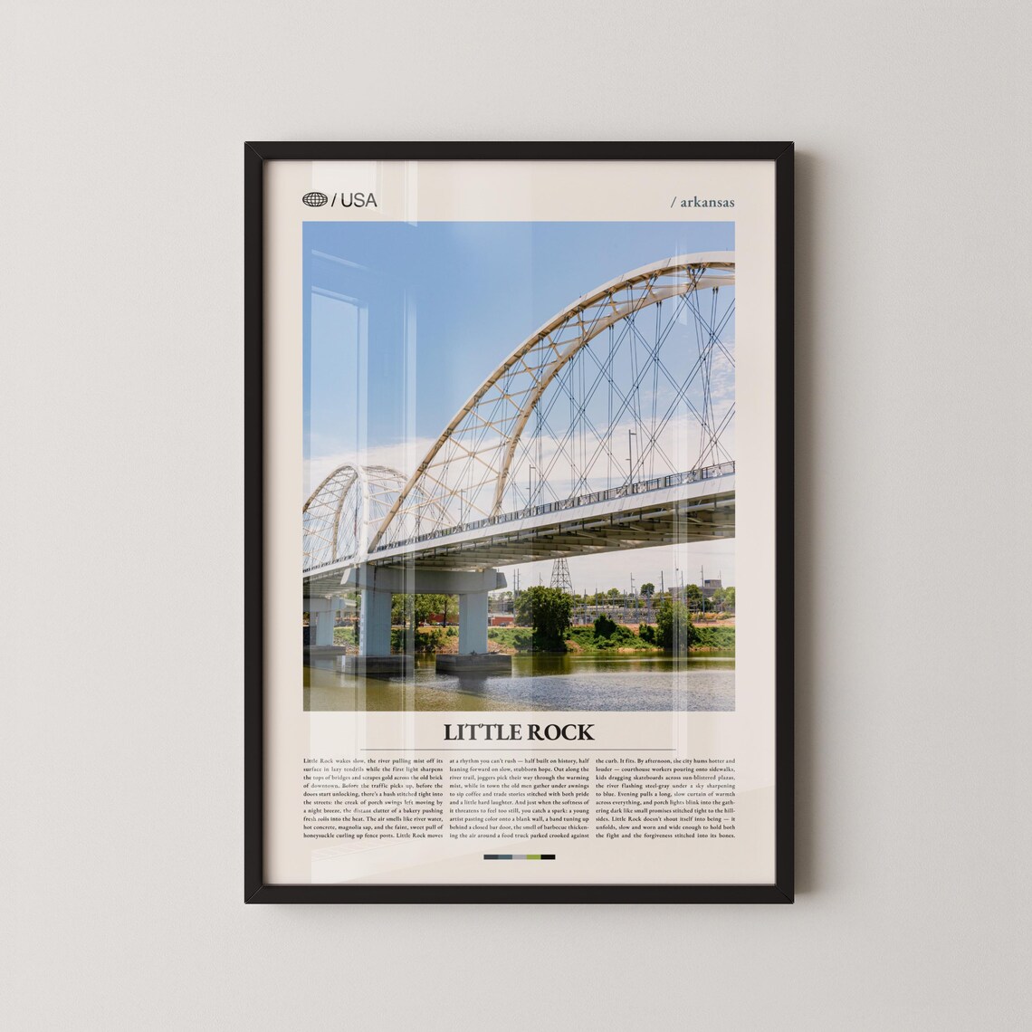 Little Rock Arkansas River Arch Bridge Photo Vintage Travel Poster