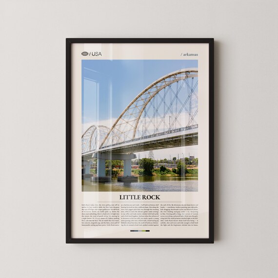 Little Rock Arkansas River Arch Bridge Photo Vintage Travel Poster