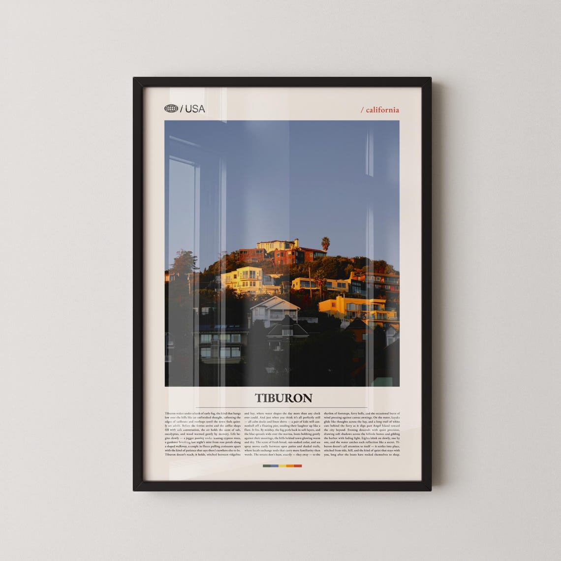 Tiburon California Hillside Golden Hour Homes Bay Area Photo Poster