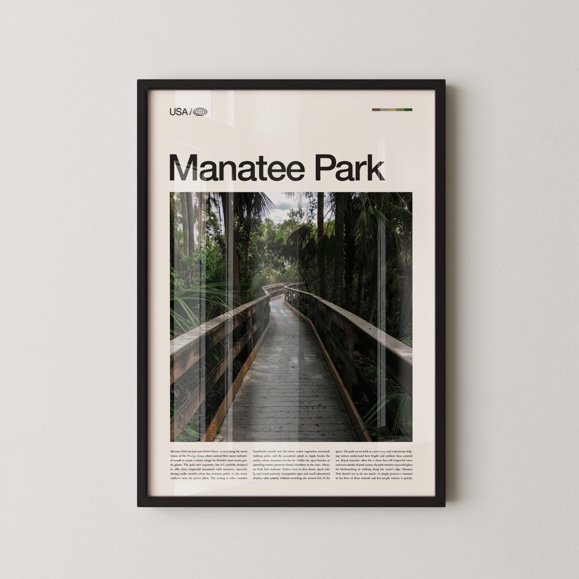Manatee Park Florida Boardwalk Nature Photography Travel Poster