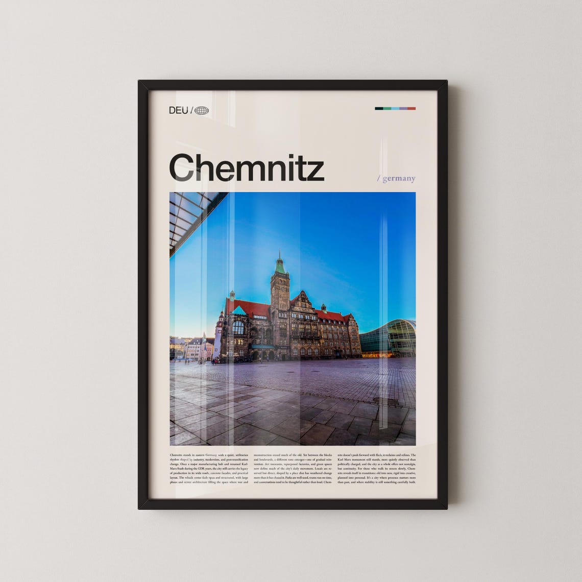 Chemnitz Germany Old Town Hall Evening Light Plaza Travel Poster