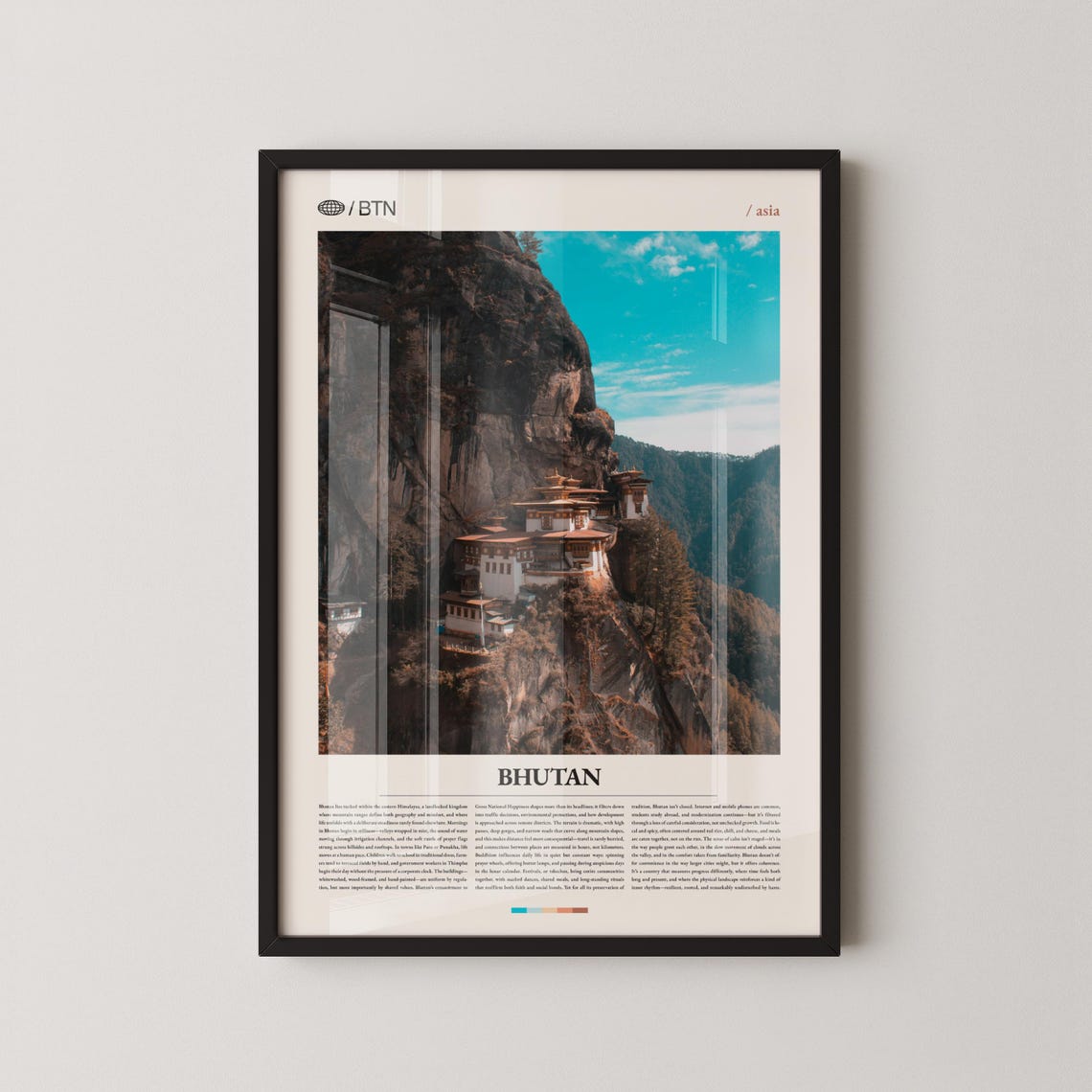 Bhutan Tiger's Nest Monastery Cliffside Himalayan Travel Poster