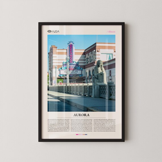 Aurora Illinois Hollywood Casino Theater Street Scene Travel Poster
