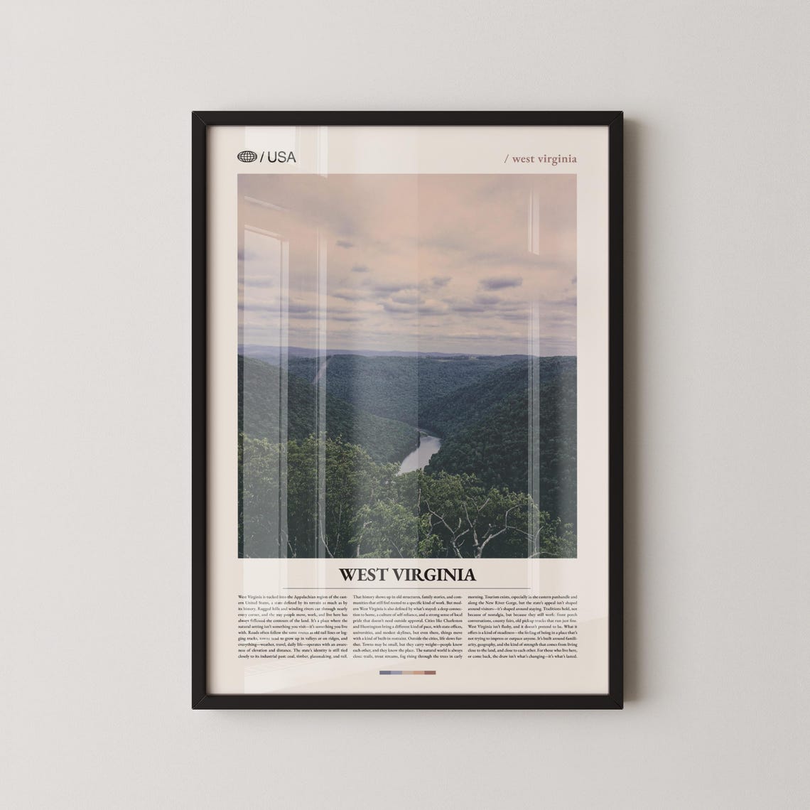 West Virginia Appalachian Mountain Valley Editorial Travel Poster