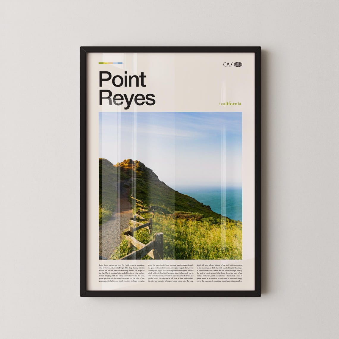Point Reyes California Coastal Cliff Trail Title Top Photo Poster