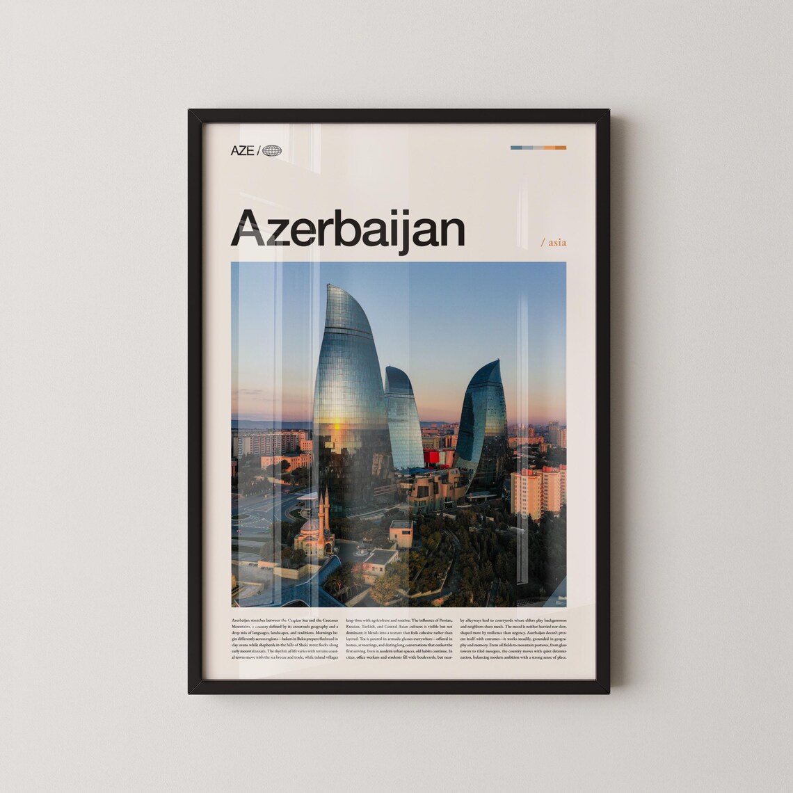 Azerbaijan Baku Flame Towers City Skyline Photography Poster
