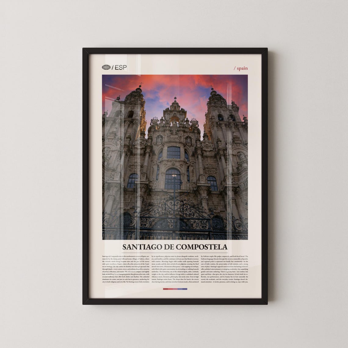 Santiago de Compostela Cathedral Sunset Camino Pilgrimage Poster