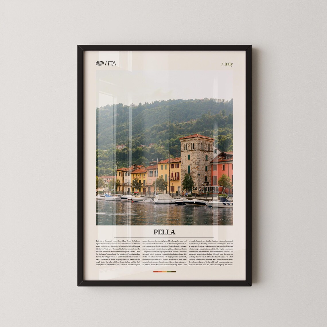 Pella Italy Photography Poster with Lake Orta Marina and Town View