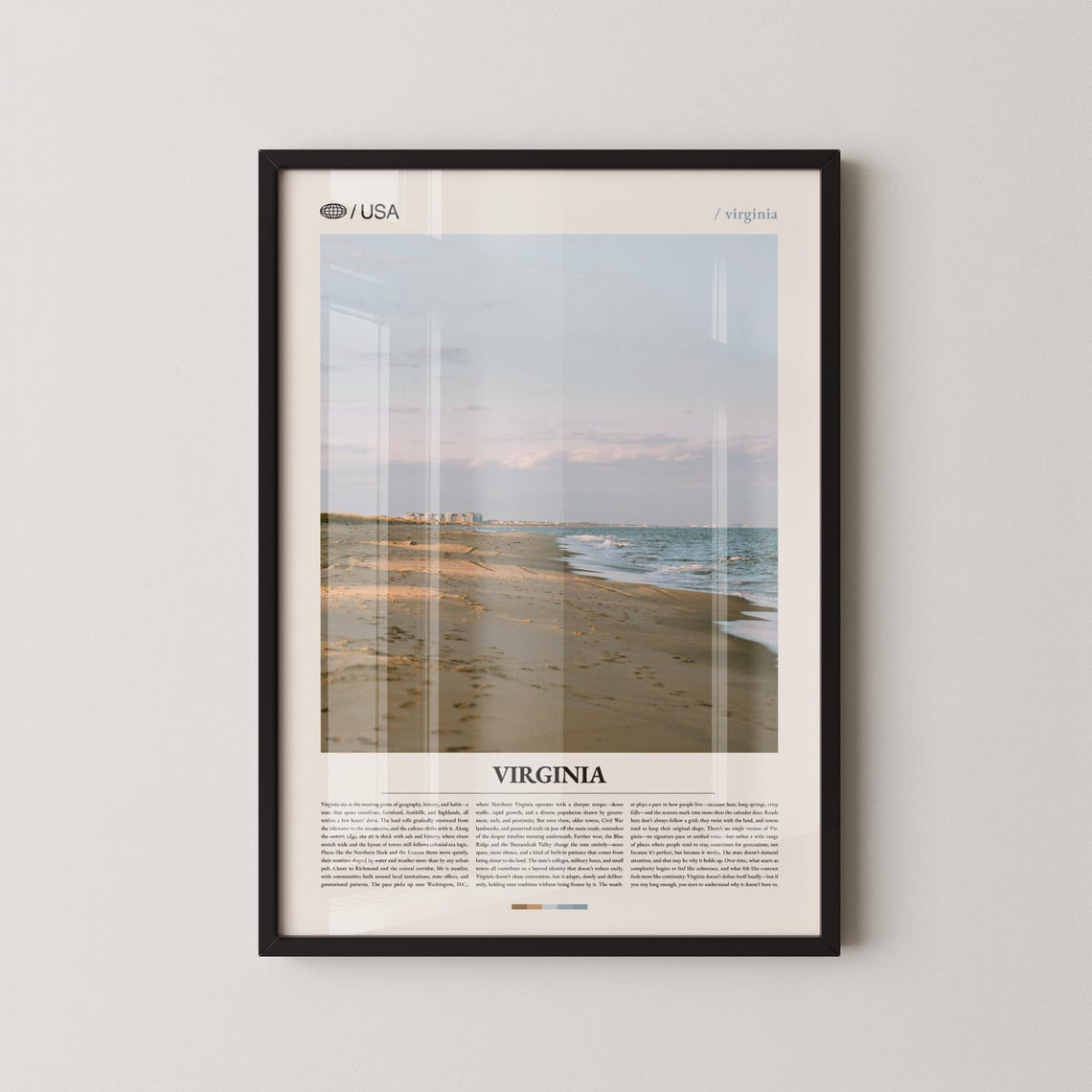 Virginia Beach Shoreline Minimalist Typography Travel Photo Poster