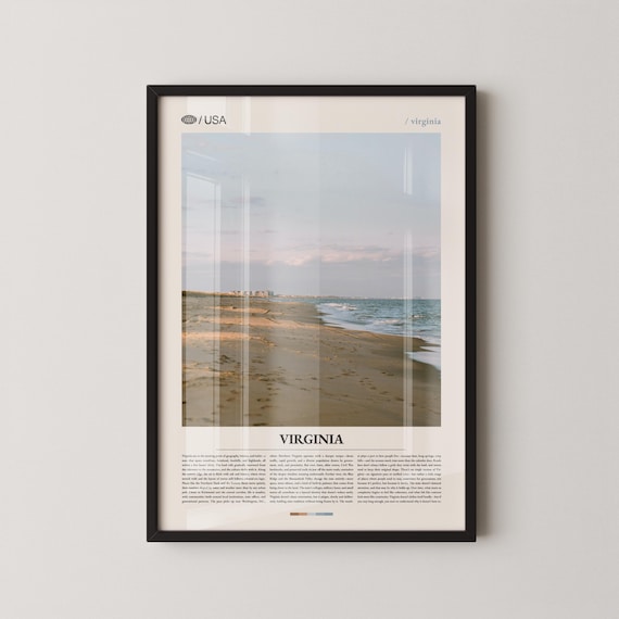 Virginia Beach Shoreline Minimalist Typography Travel Photo Poster