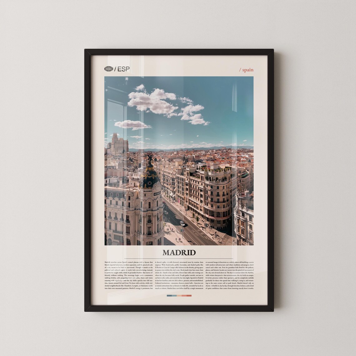 Madrid Spain Gran Via Aerial Cityscape Photography Travel Wall Poster