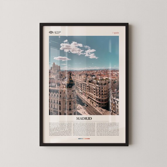 Madrid Spain Gran Via Aerial Cityscape Photography Travel Wall Poster