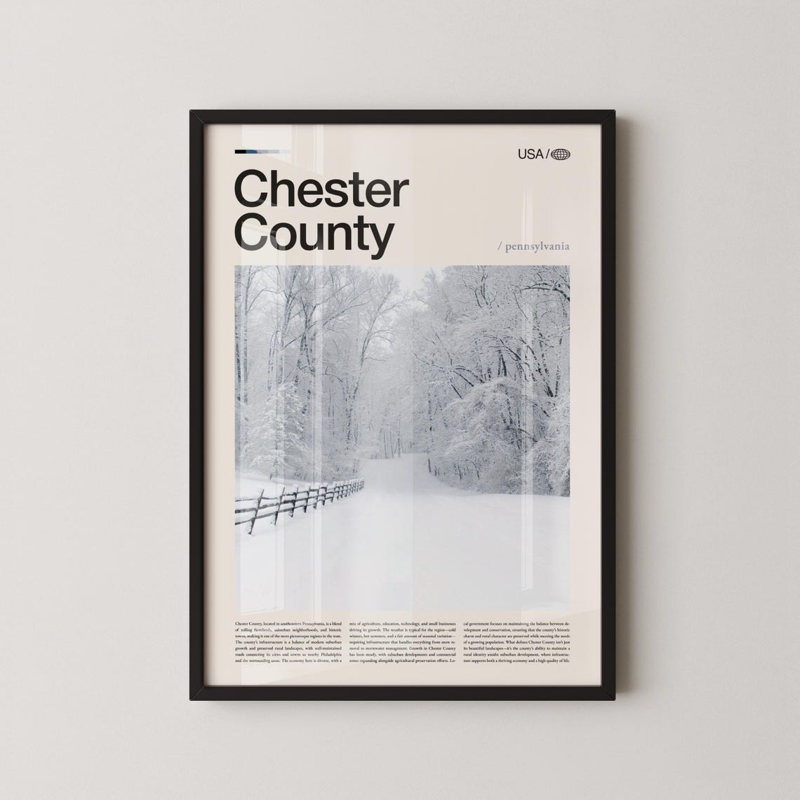 Chester County Pennsylvania Snowy Woodland Winter Scene Art Poster
