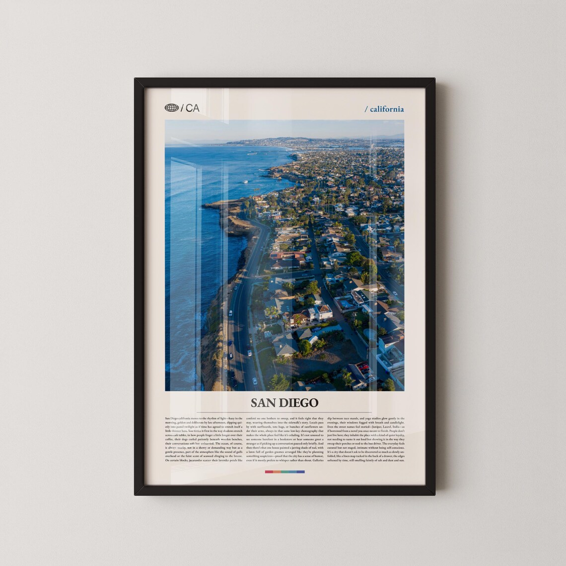 San Diego California Aerial Coastline Homes Sunny Day Photo Poster