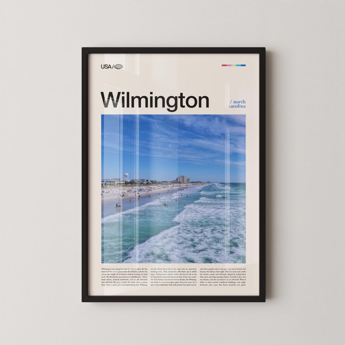 Wilmington North Carolina Atlantic Beach Ocean Waves Scene Poster