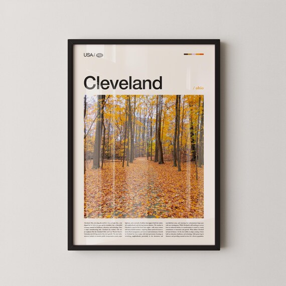Cleveland Ohio Sunlit Golden Autumn Woodland Forest Photo Poster
