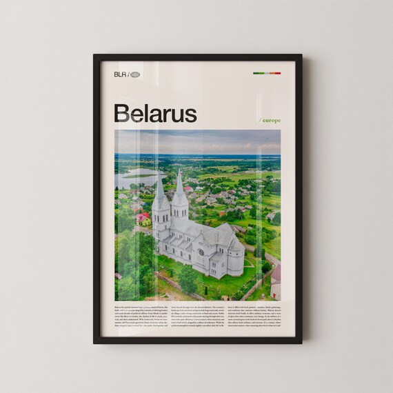 Belarus Europe Aerial Cathedral and Countryside Travel Poster