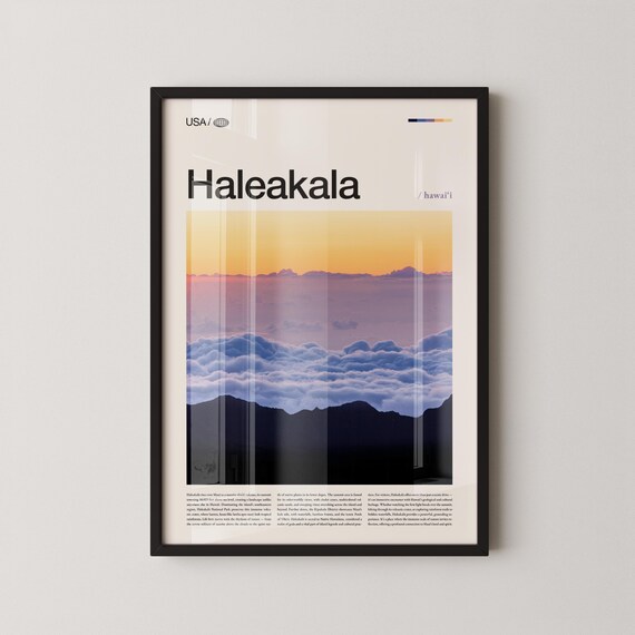 Haleakala Hawaii Sunrise Over Clouds Photo Editorial Travel Poster