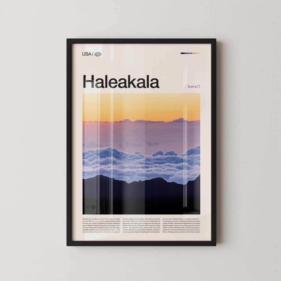 Haleakala Hawaii Sunrise Over Clouds Photo Editorial Travel Poster