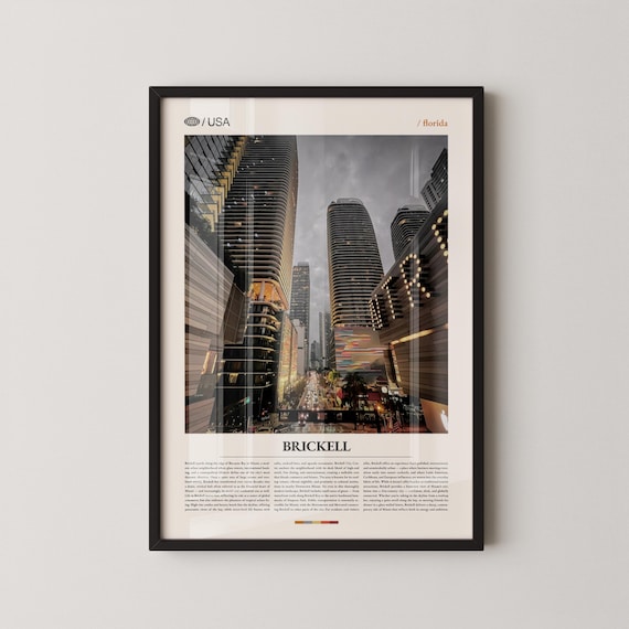 Brickell Florida City Street Towers Photo Poster Editorial Design