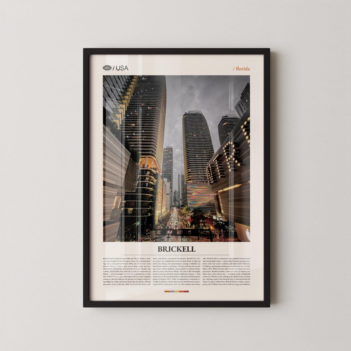 Brickell Florida City Street Towers Photo Poster Editorial Design