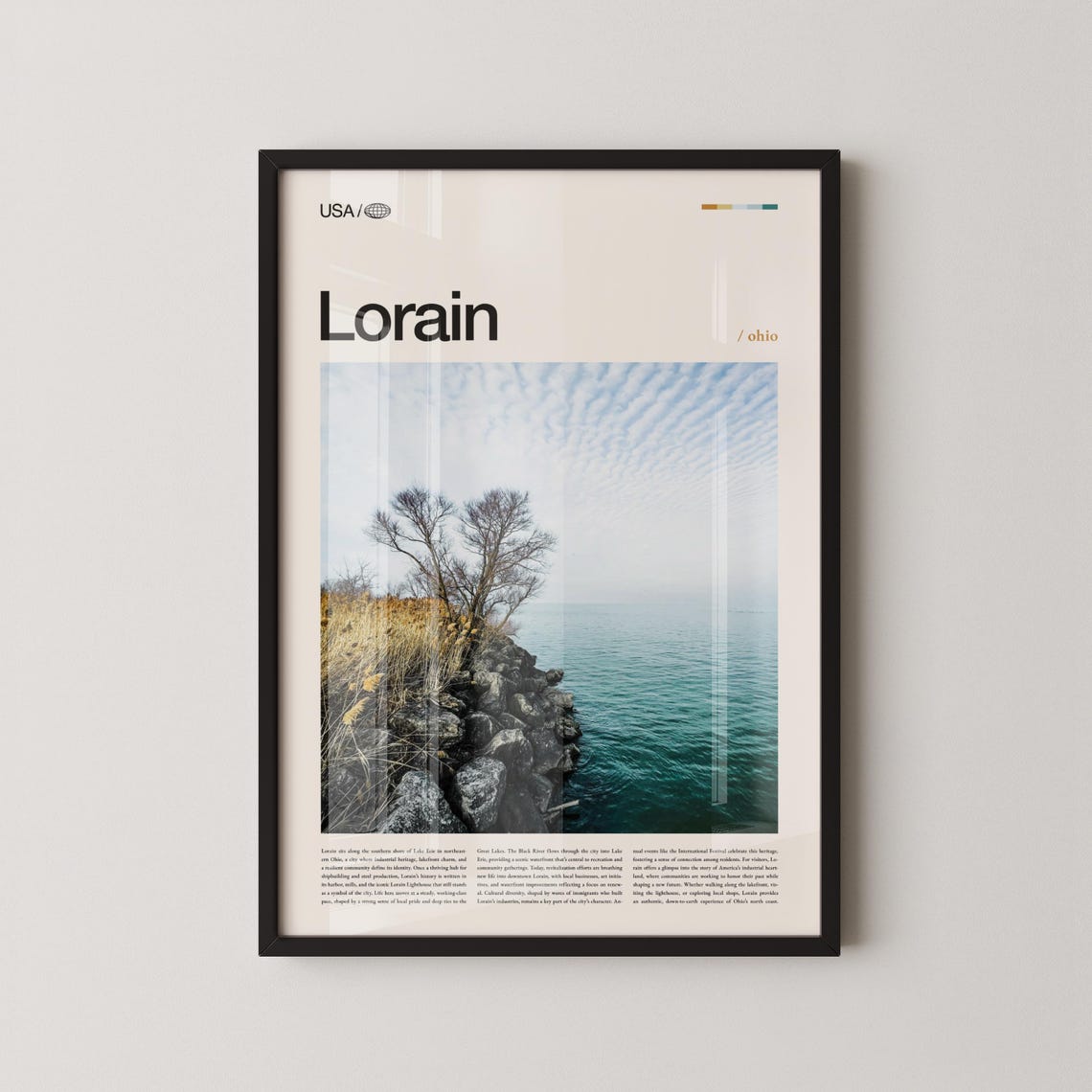 Lorain Ohio Lake Erie Rocky Shore Sunset Classic Travel Poster