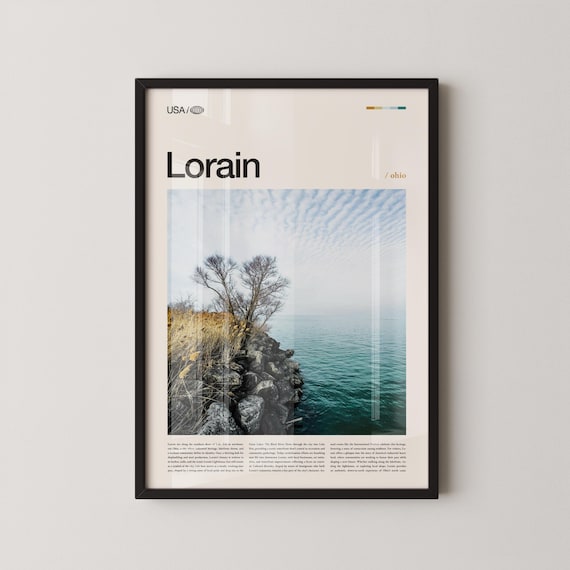 Lorain Ohio Lake Erie Rocky Shore Sunset Classic Travel Poster