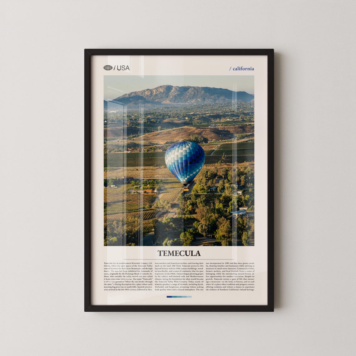Temecula California Hot Air Balloon Valley Vintage Travel Poster