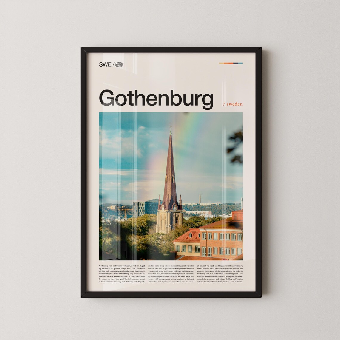 Gothenburg Sweden Church Spire Cityscape Travel Photo Poster