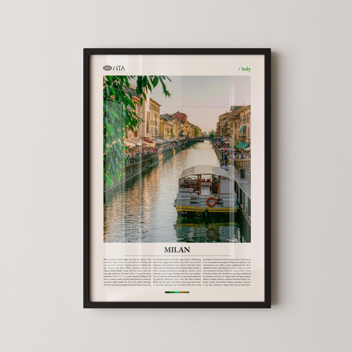 Milan Italy Navigli Canal Evening Lights Travel Photography Poster