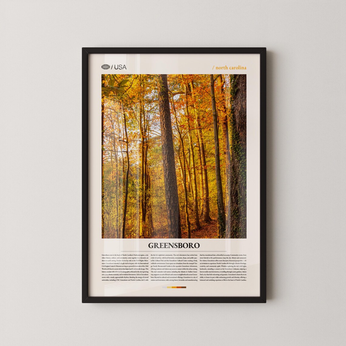 Greensboro North Carolina Autumn Forest Landscape Photo Poster