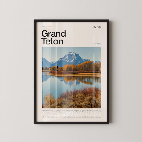 Grand Teton Wyoming Fall Foliage Oxbow Bend Reflection Travel Print