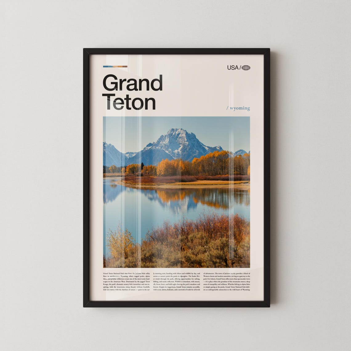 Grand Teton Wyoming Fall Foliage Oxbow Bend Reflection Travel Print